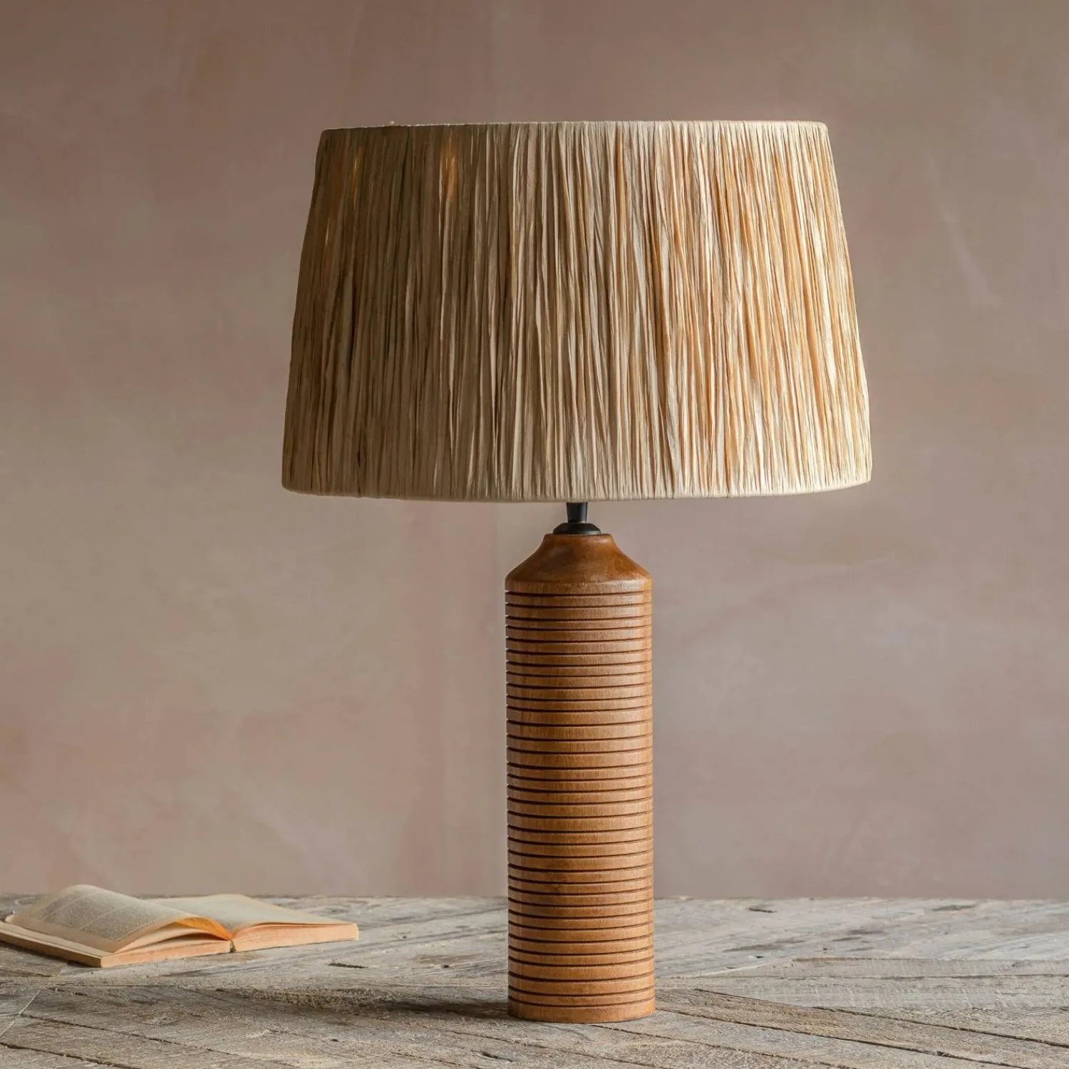 Graham & Green Tall Leya Wooden Table Lamp