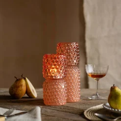 Graham & Green Tall Pink Stacked Bubble Tealight Holder