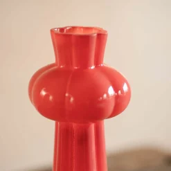 Graham & Green Tall Scalloped Pink Glass Vase
