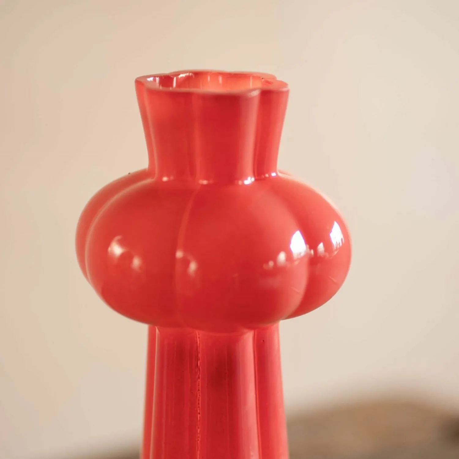 Graham & Green Tall Scalloped Pink Glass Vase