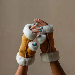 Graham & Green Tan Fingerless Mittens