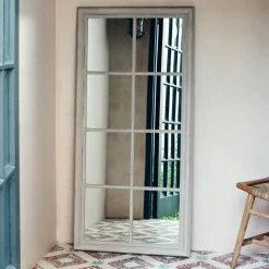 Graham & Green Taupe Window Pane Wall Mirror