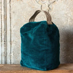 Graham & Green Teal Velvet Door Stop