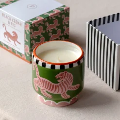 Graham & Green Tiger Ceramic Cedar and Fig Candle