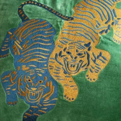 Graham & Green Tiger Embroidered Velvet Square Cushions