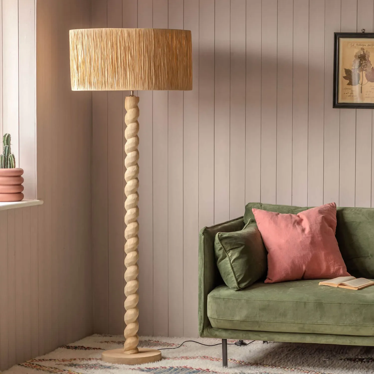 Graham & Green Tordu Wooden Floor Lamp