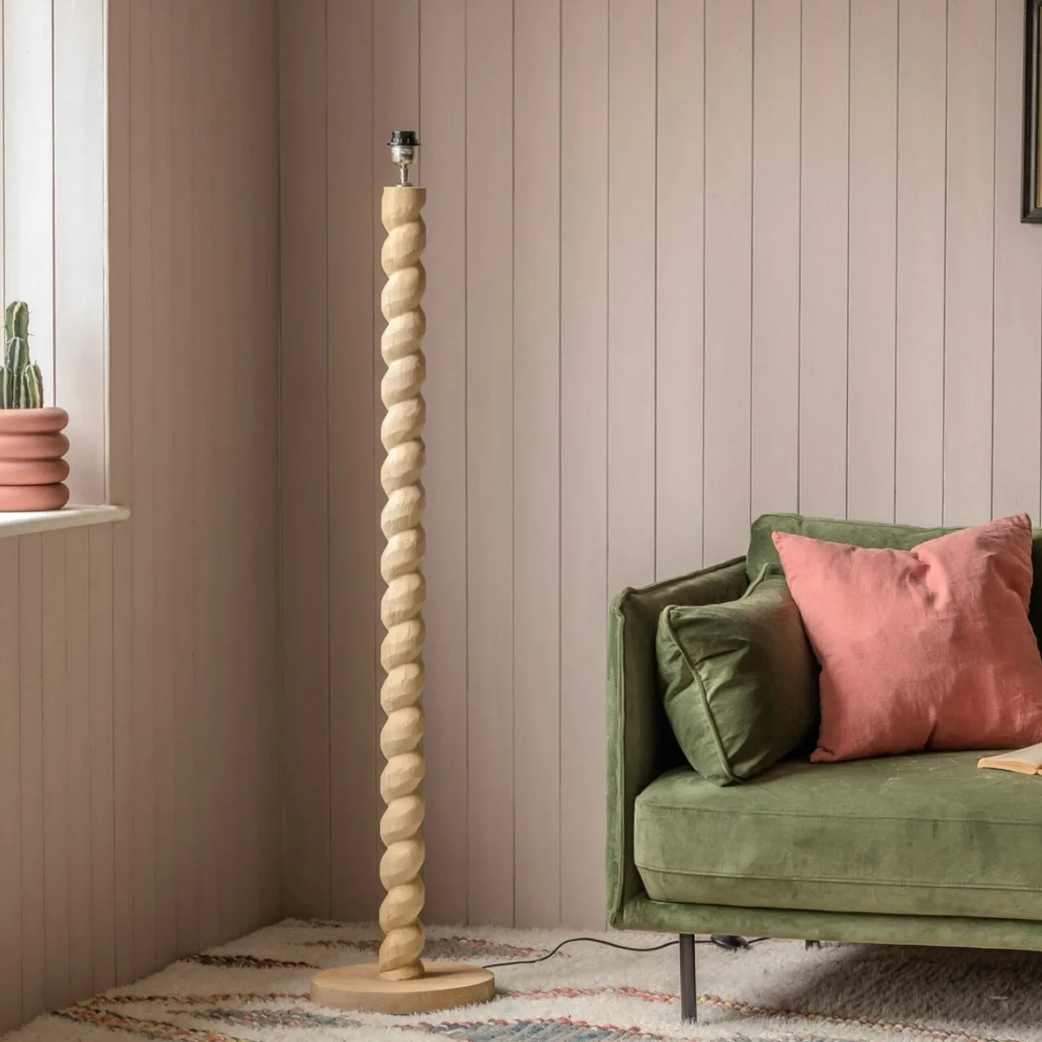 Graham & Green Tordu Wooden Floor Lamp