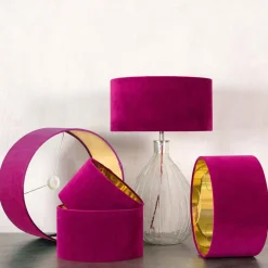 Graham & Green Tulip Pink Velvet Lamp Shades