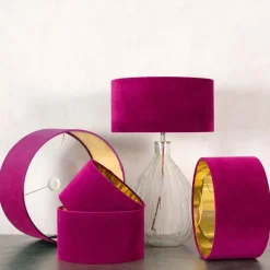 Graham & Green Tulip Pink Velvet Lamp Shades