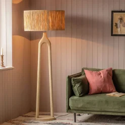 Graham & Green Twin Stem Wooden Floor Lamp