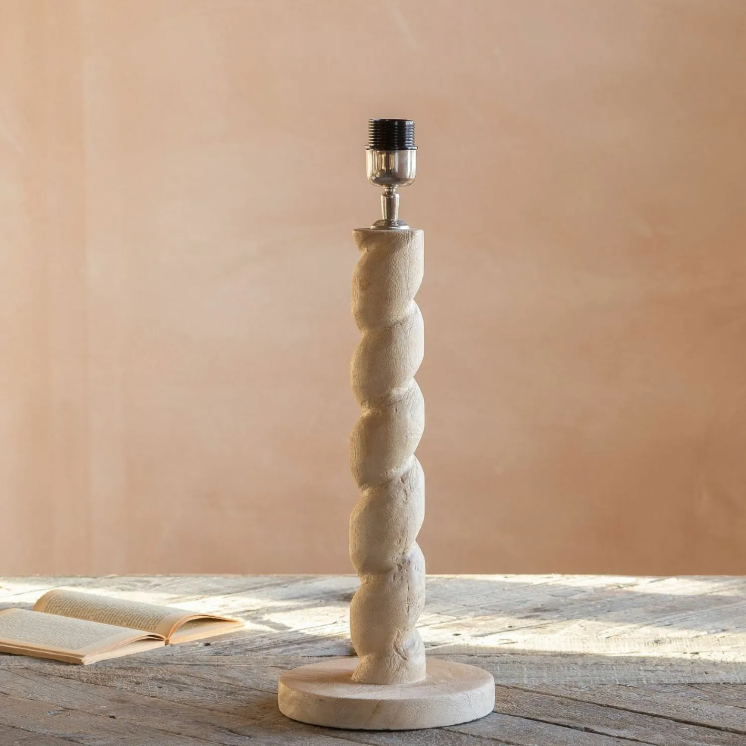 Graham & Green Twisted Natural Wood Table Lamp