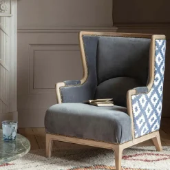 Graham & Green Valentin Blue Ikat Armchair
