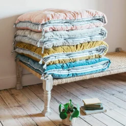 Graham & Green Velvet Bed Rolls with Striped Reverse