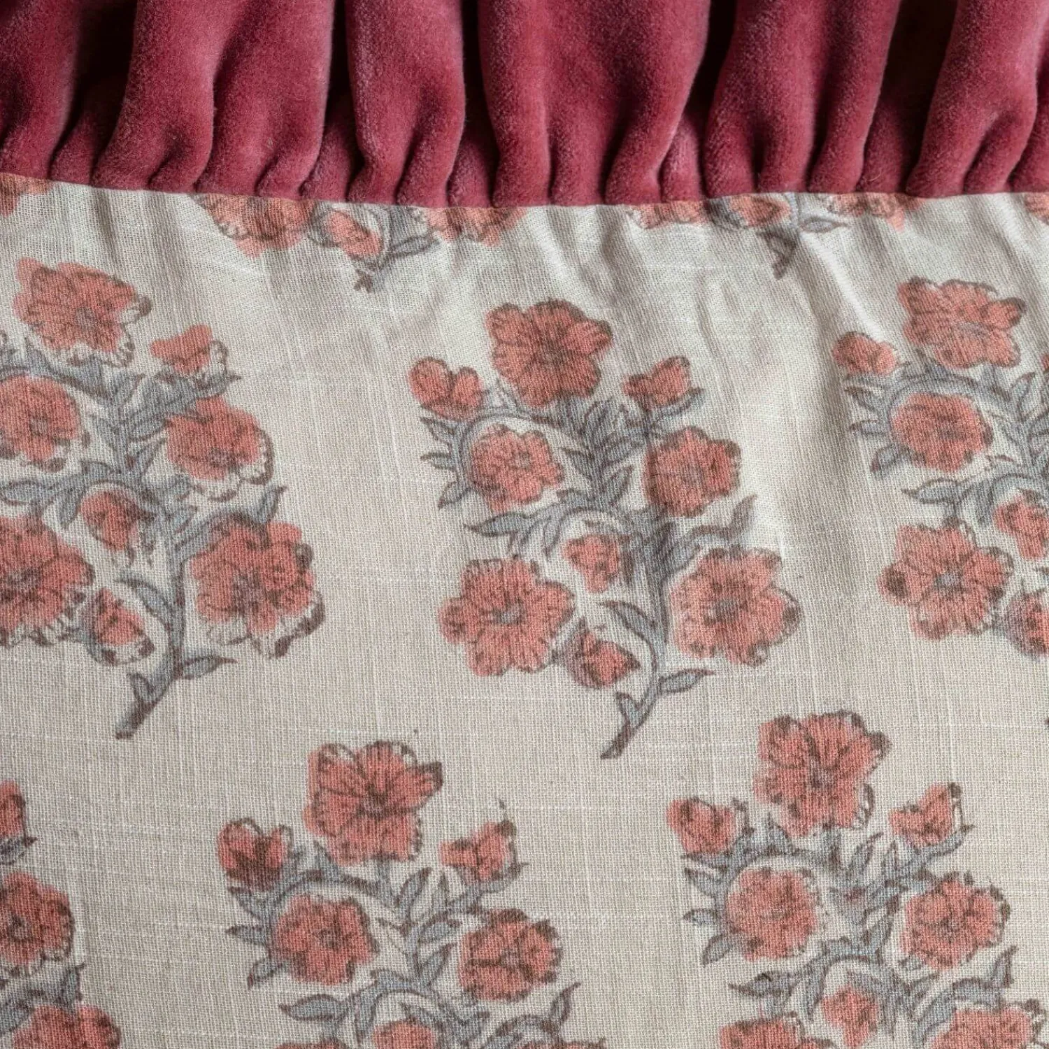 Graham & Green Velvet Frill Floral Block Printed Sherpa Throws