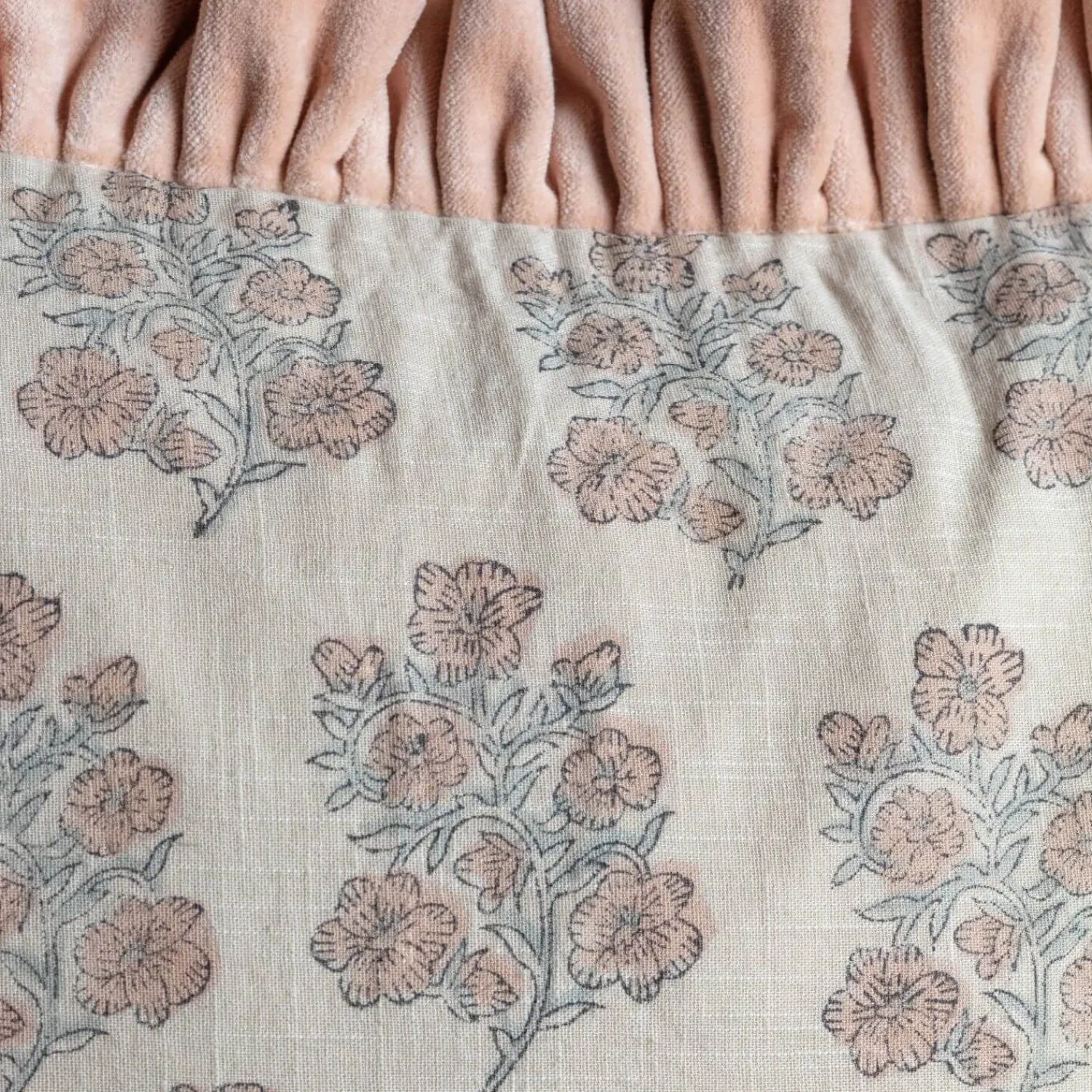 Graham & Green Velvet Frill Floral Block Printed Sherpa Throws