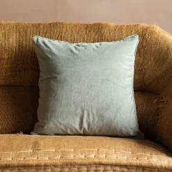 Graham & Green Velvet Square Cushions with Linen Trim