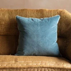 Graham & Green Velvet Square Cushions with Linen Trim