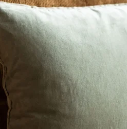 Graham & Green Velvet Square Cushions with Linen Trim