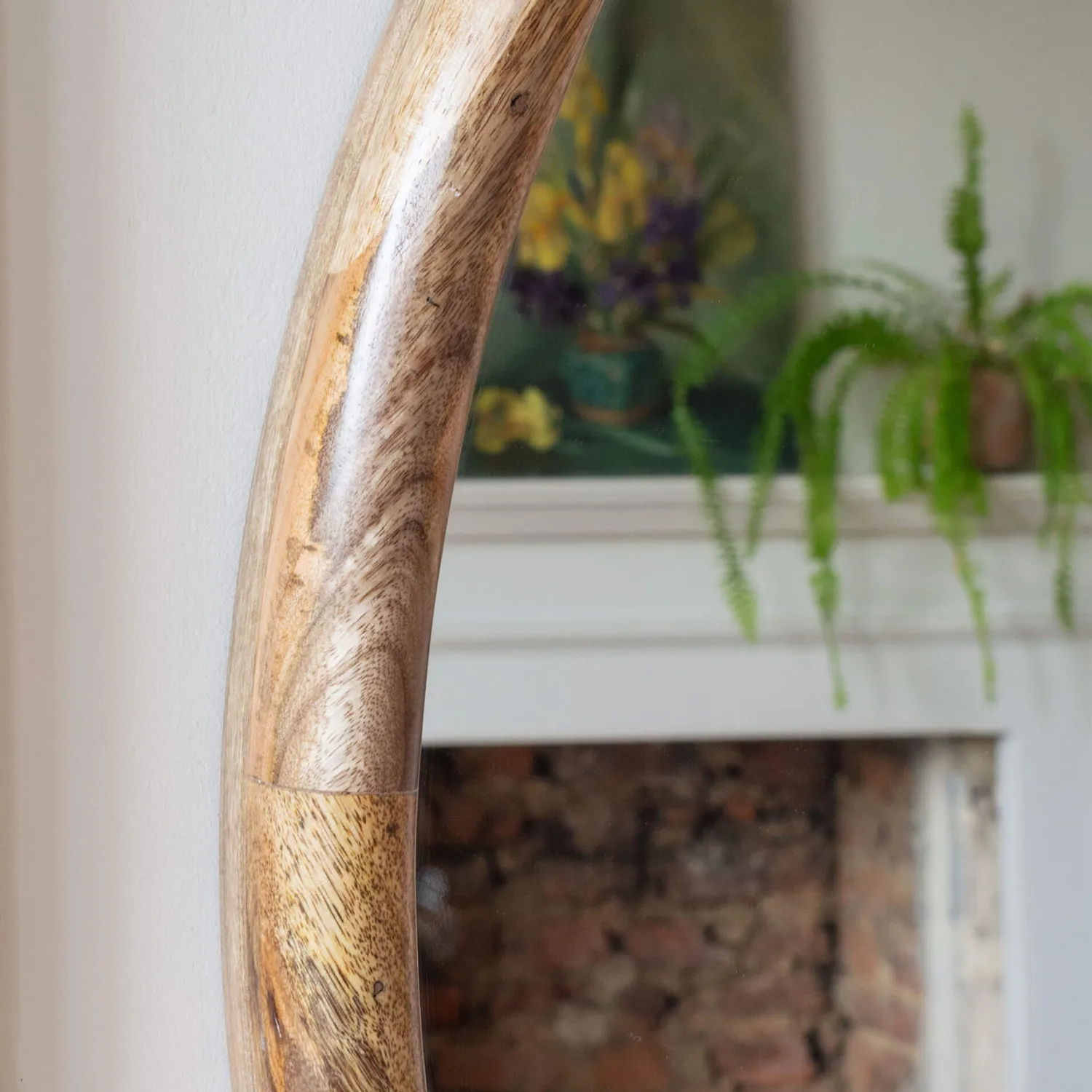 Graham & Green Walter Natural Wood Large Round Mirror