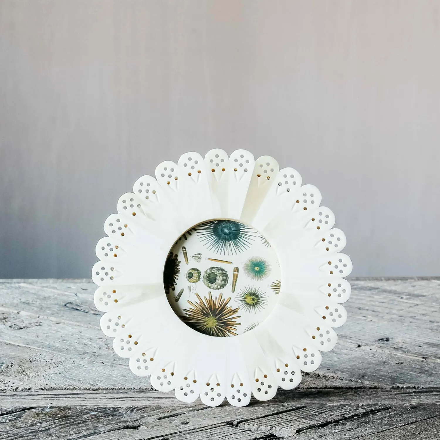 Graham & Green White Doily Round Bone Frame