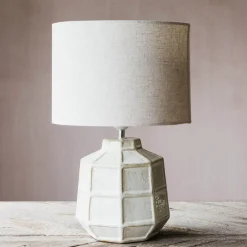 Graham & Green White Hex Lamp with Shade