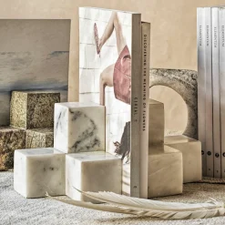 Graham & Green White Marble Bookends