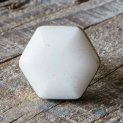Graham & Green White Marble Domed Hexagon Knob