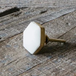 Graham & Green White Marble Domed Hexagon Knob