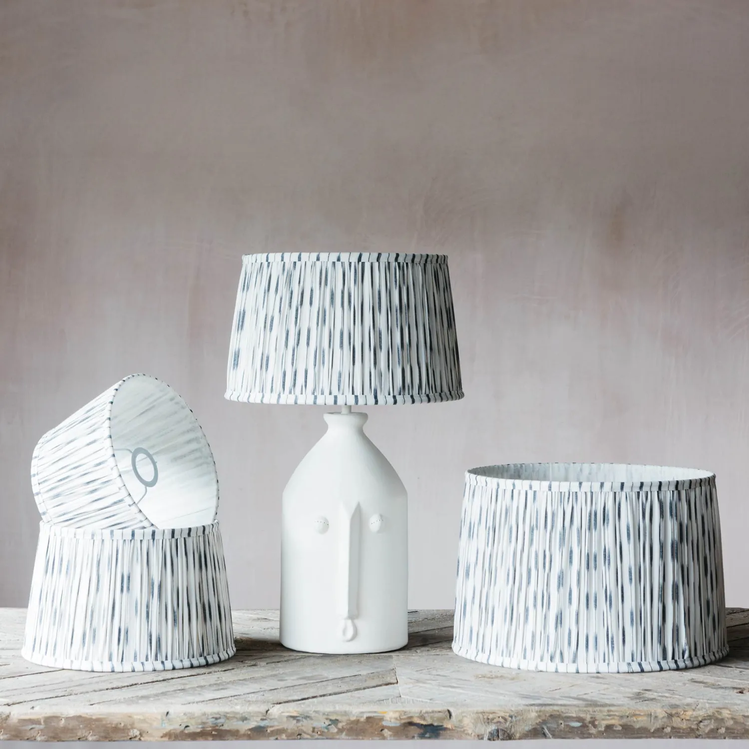 Graham & Green White Pleated Ikat Lamp Shades