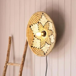 Graham & Green White Seagrass Plate Wall Light