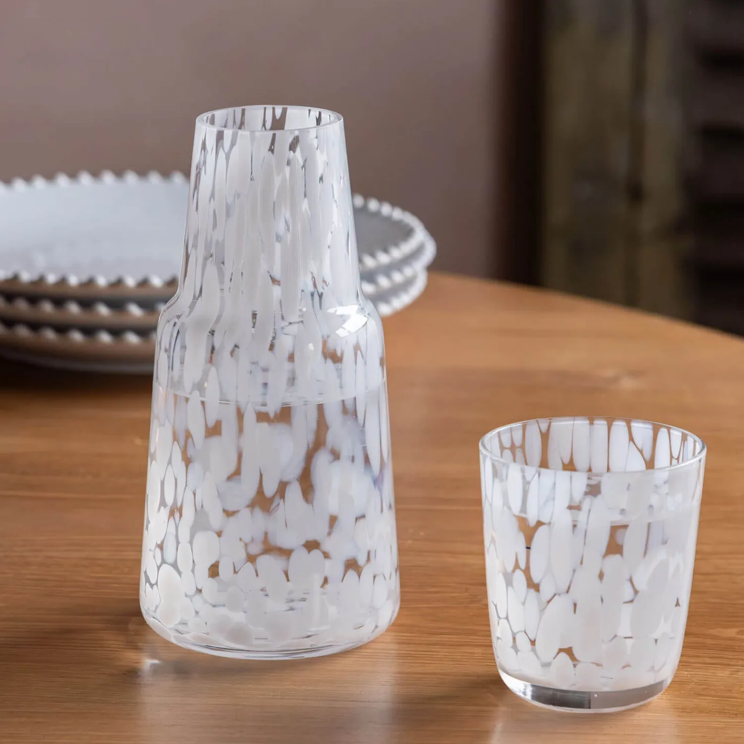Graham & Green White Speckle Carafe and Tumbler