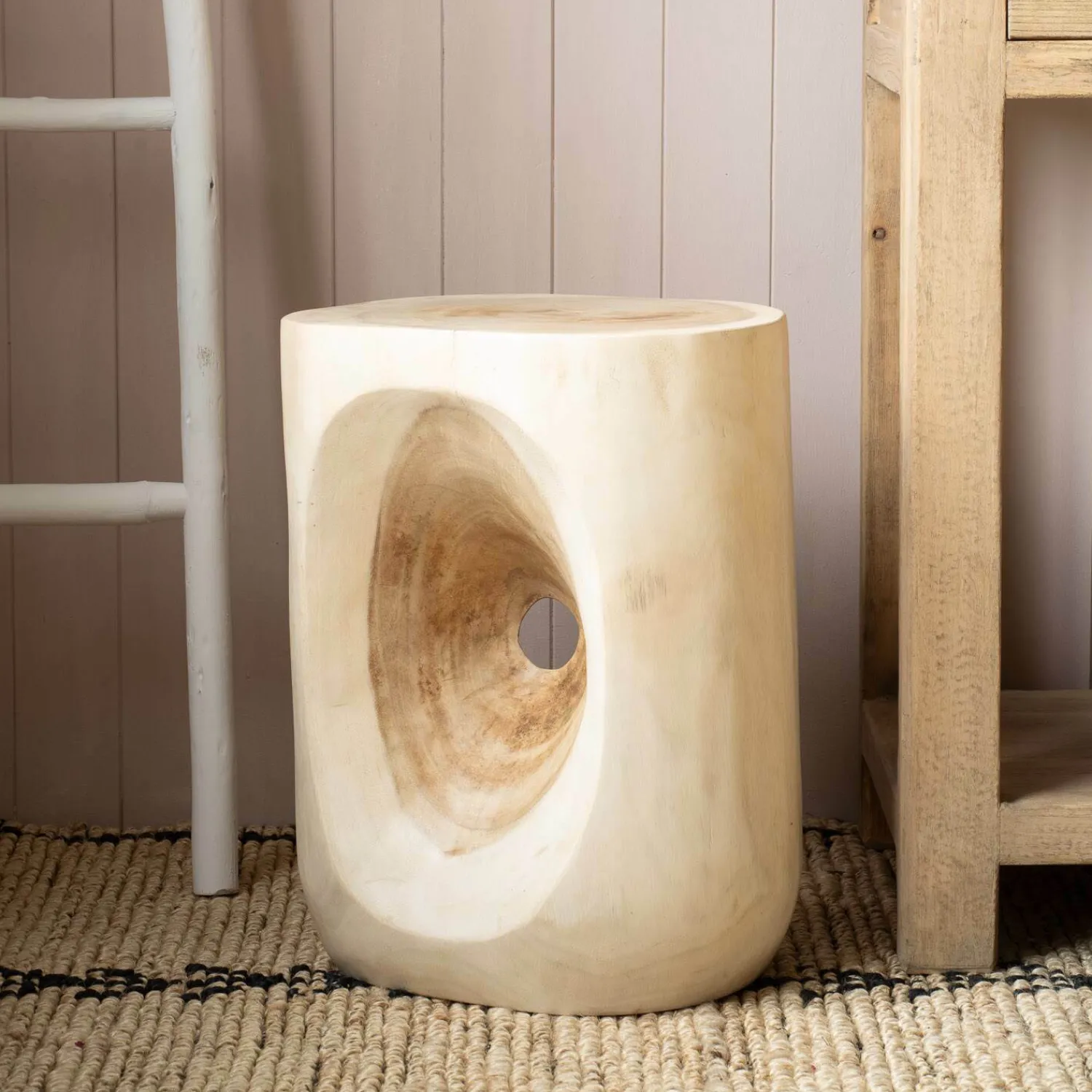 Graham & Green Whitewash Wooden Side Table