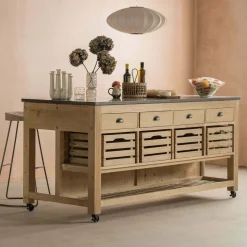 Graham & Green Whitewashed Hudson Kitchen Breakfast Bar
