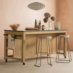 Graham & Green Whitewashed Hudson Kitchen Breakfast Bar