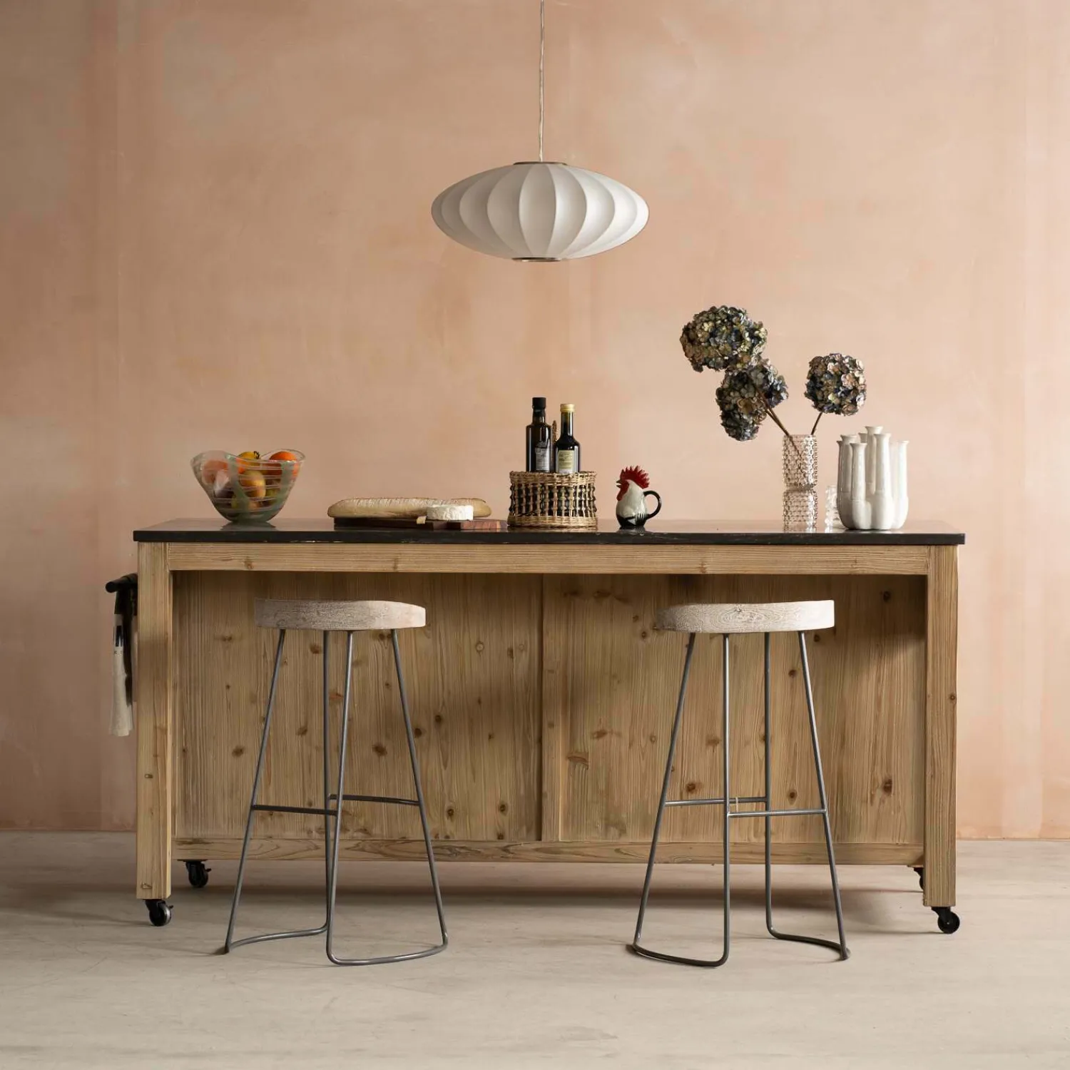 Graham & Green Whitewashed Hudson Kitchen Breakfast Bar