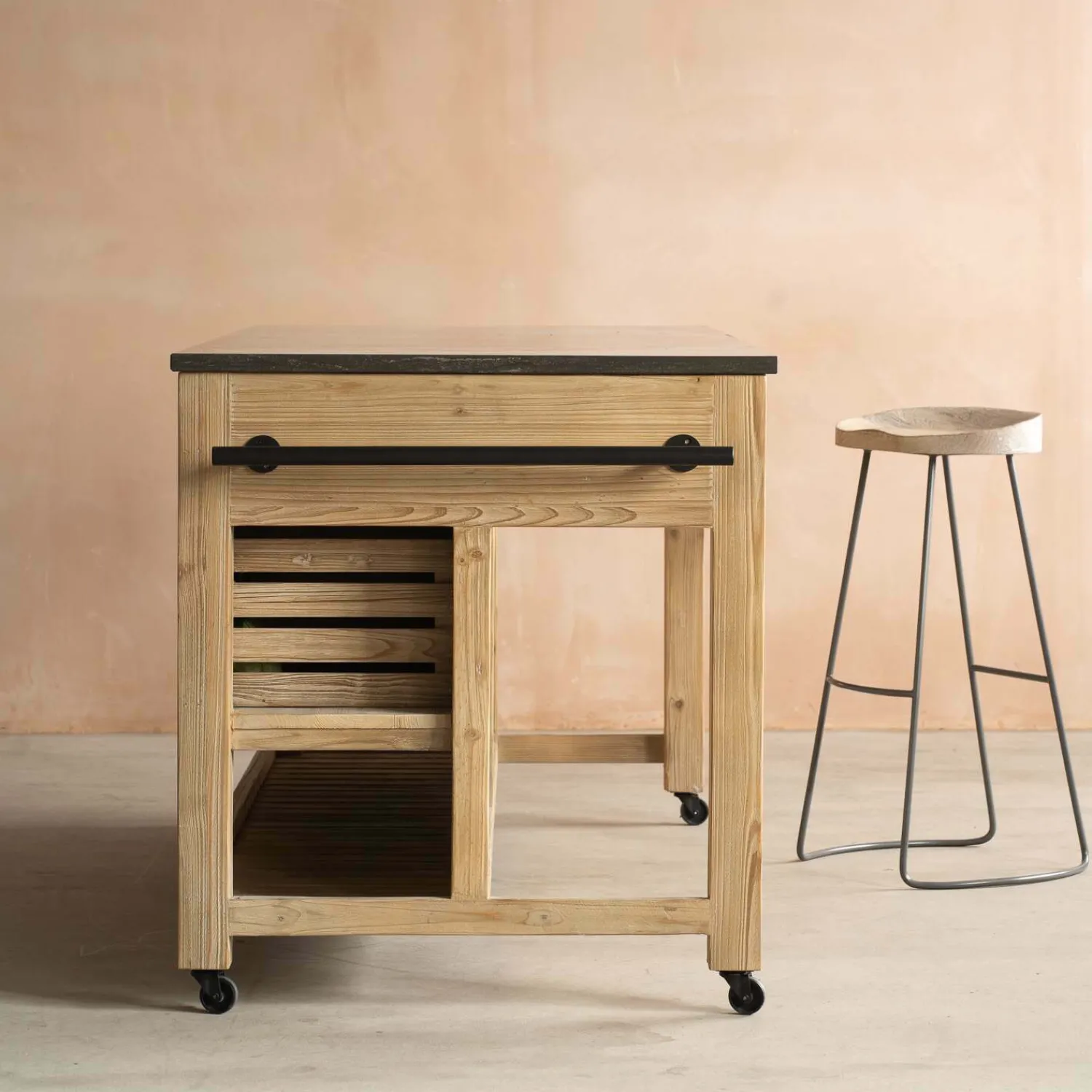 Graham & Green Whitewashed Hudson Kitchen Breakfast Bar