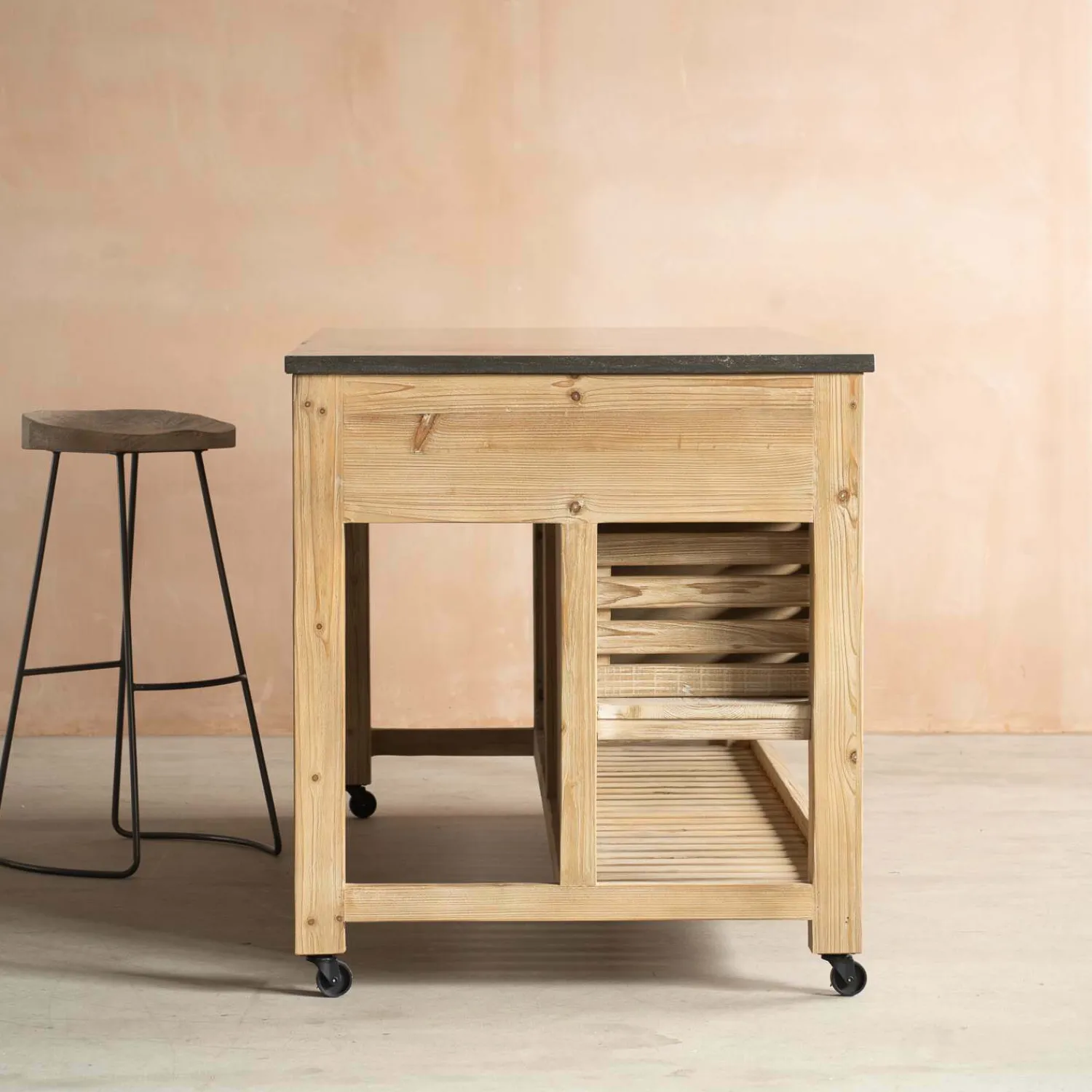 Graham & Green Whitewashed Hudson Kitchen Breakfast Bar