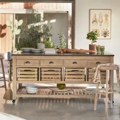 Graham & Green Whitewashed Hudson Kitchen Island