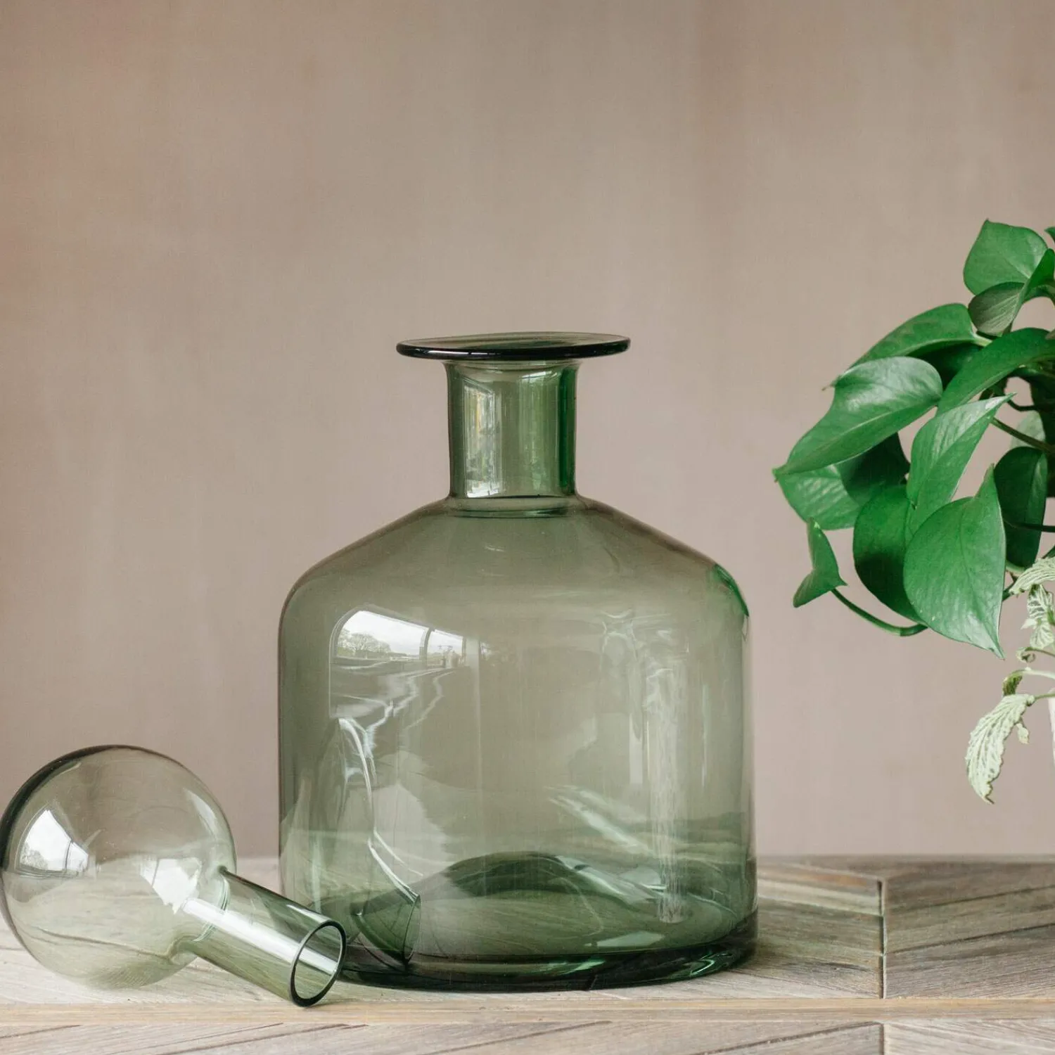 Graham & Green Wide Green Glass Bottle