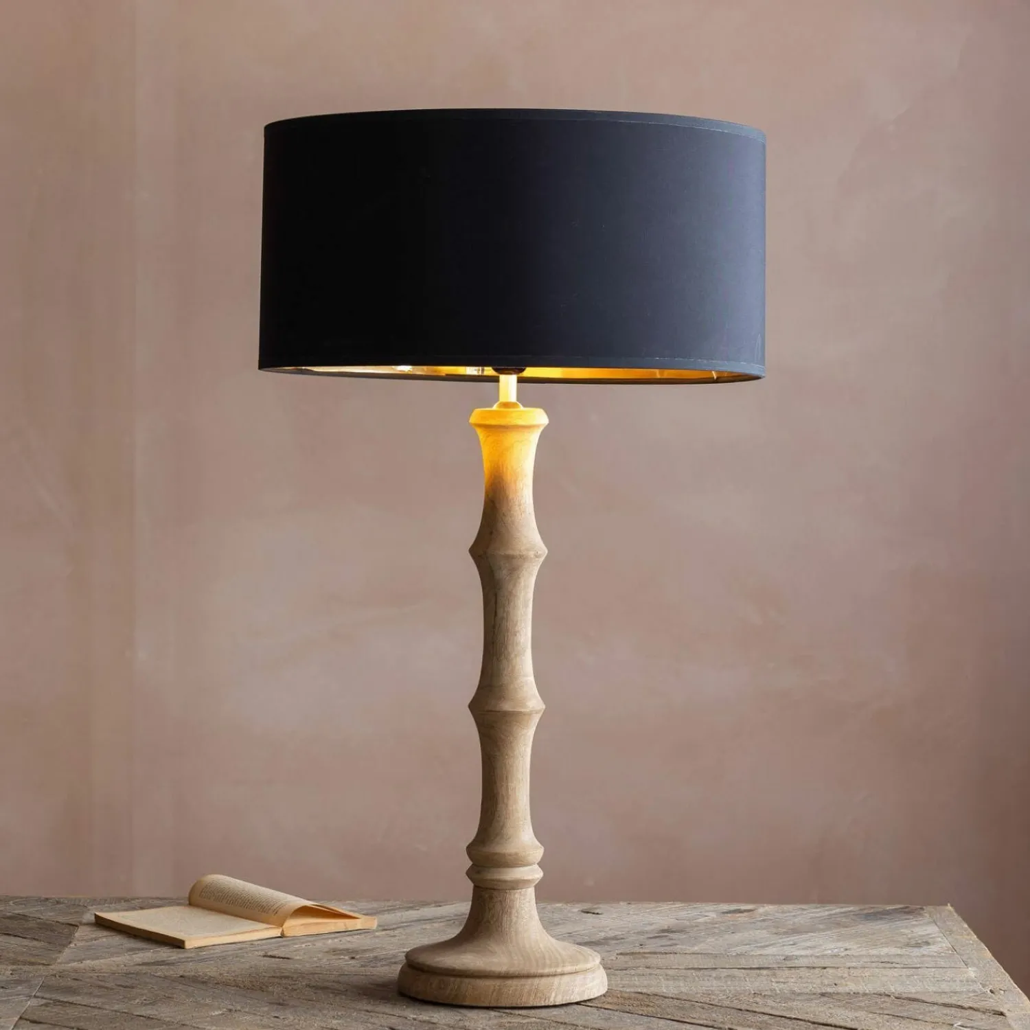 Graham & Green Wooden Bamboo Table Lamp Medium