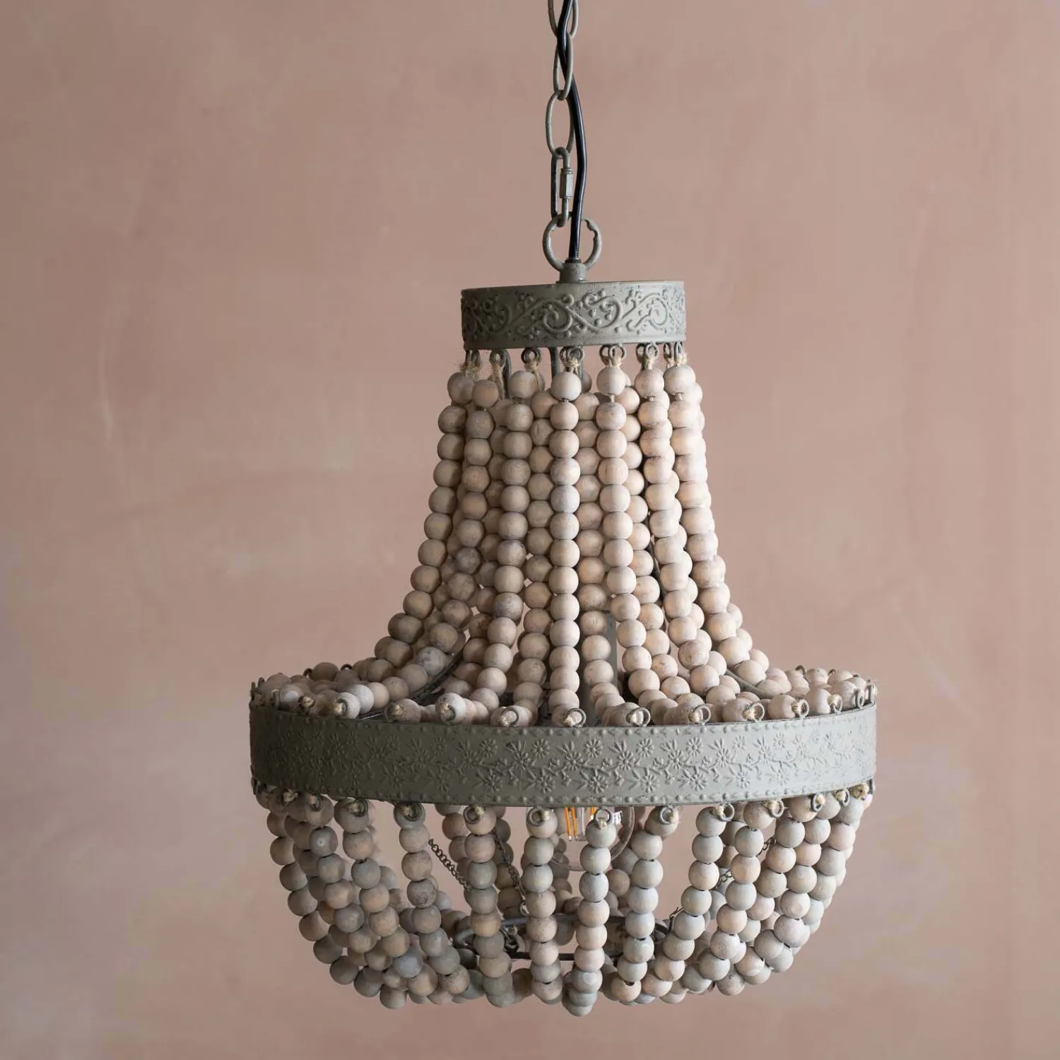 Graham & Green Wooden Beaded Pendant Light