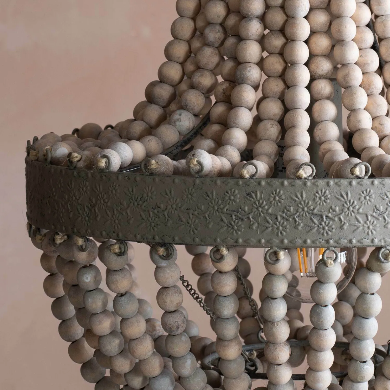 Graham & Green Wooden Beaded Pendant Light