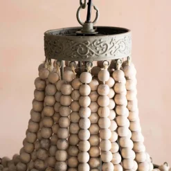 Graham & Green Wooden Beaded Pendant Light