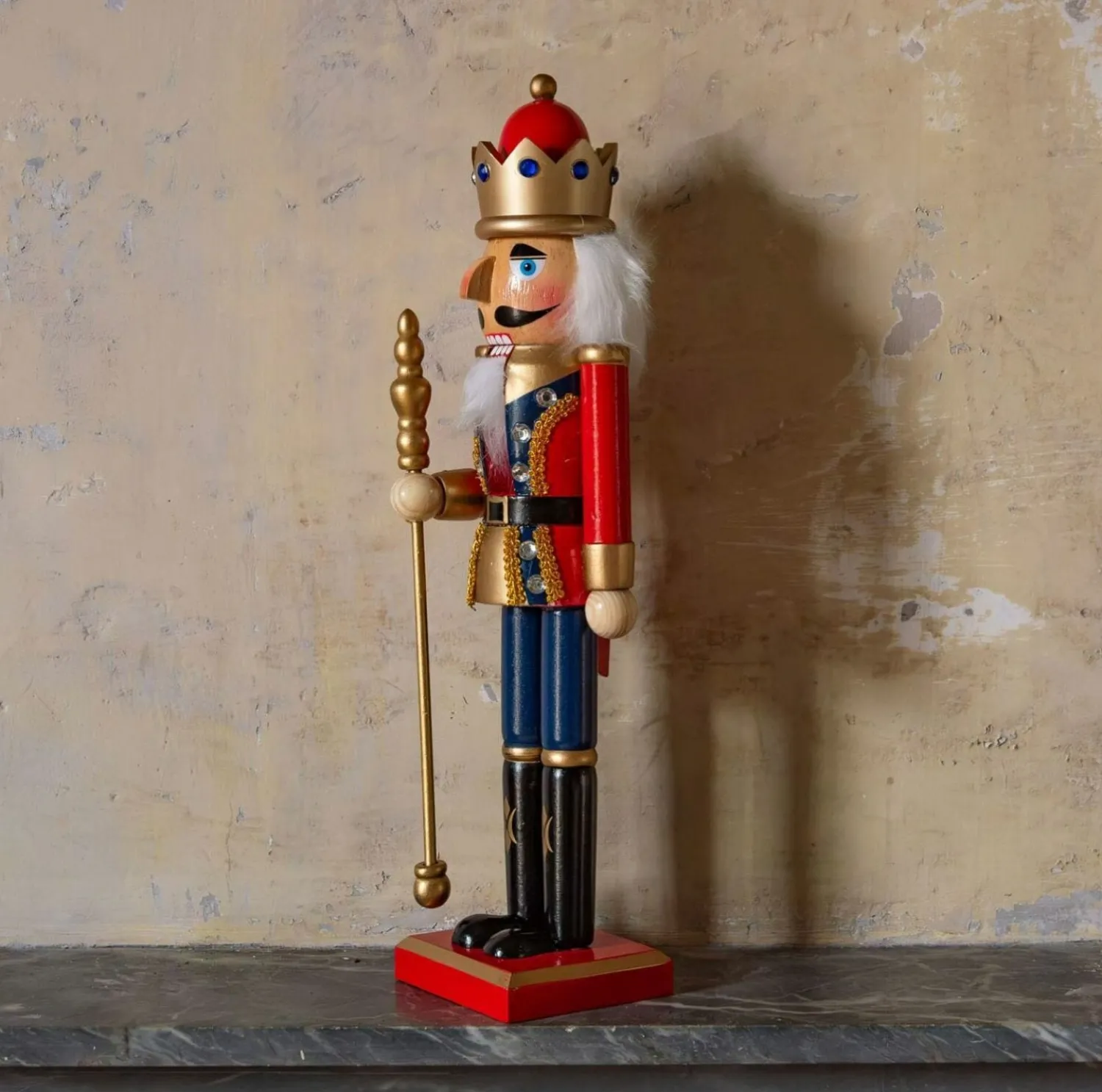 Graham & Green Wooden Bejeweled Nutcracker with Staff
