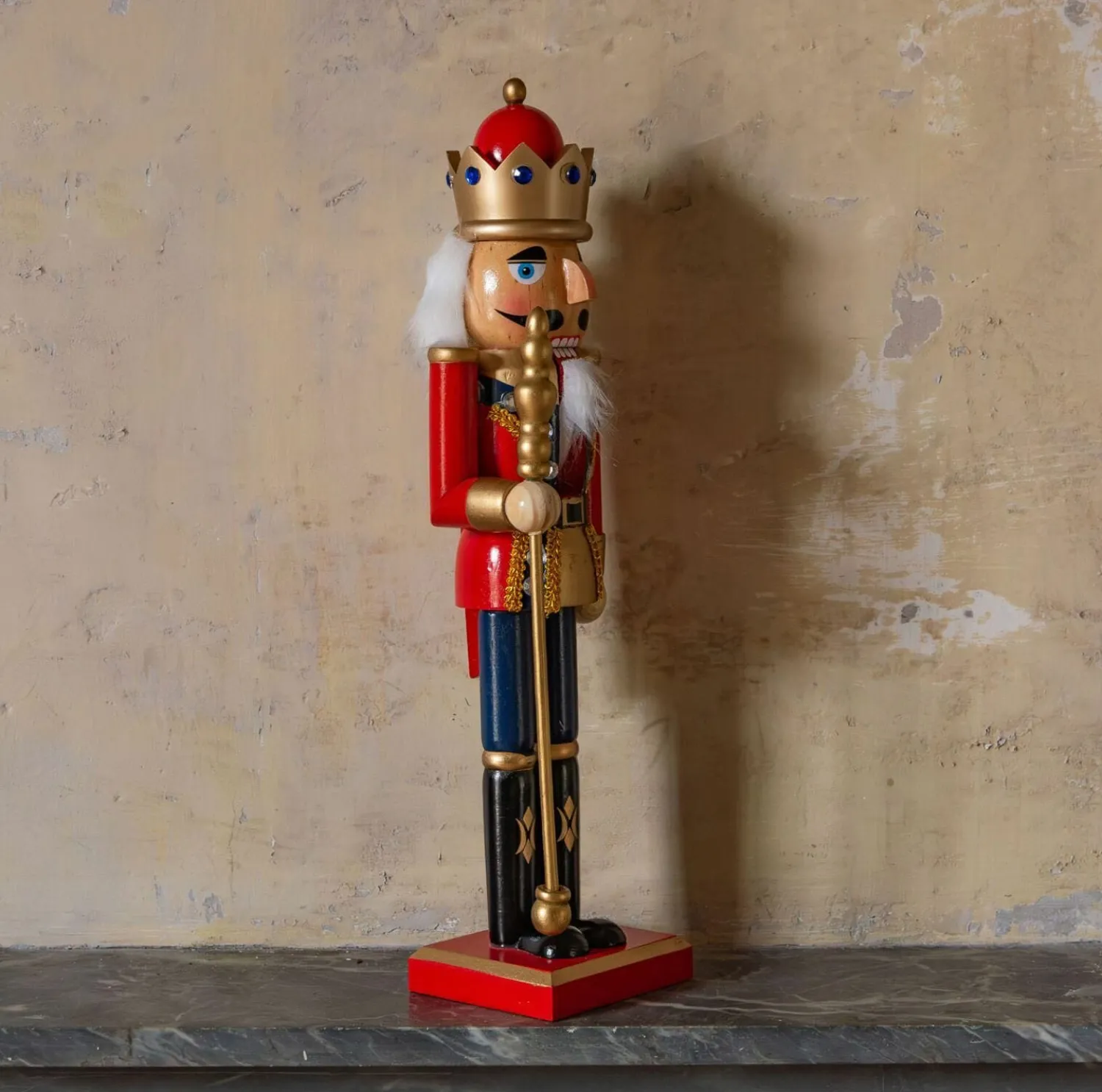 Graham & Green Wooden Bejeweled Nutcracker with Staff