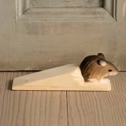 Graham & Green Wooden Forest Mouse Doorstop