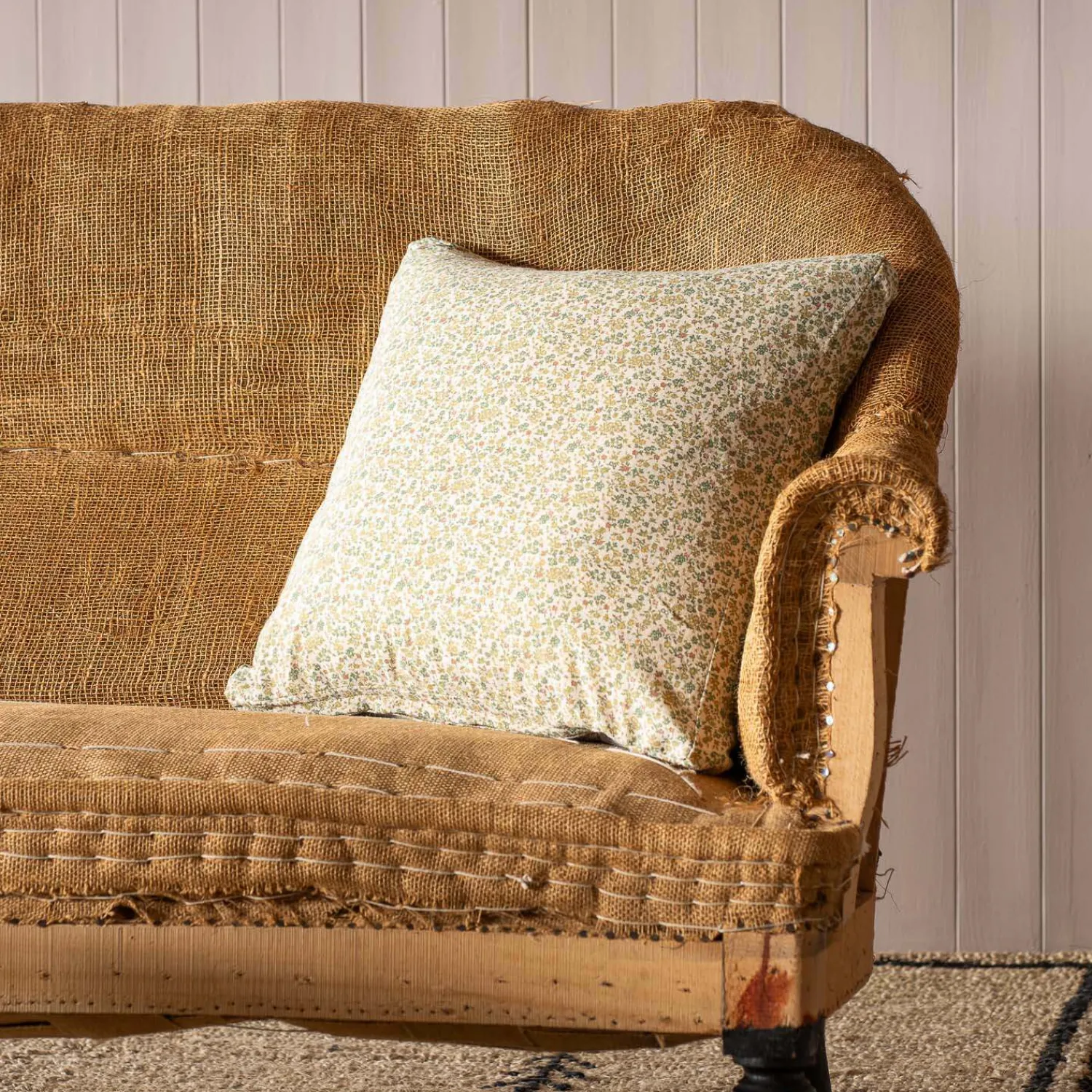 Graham & Green Yellow and Green Floral Square Cushion