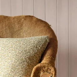 Graham & Green Yellow and Green Floral Square Cushion