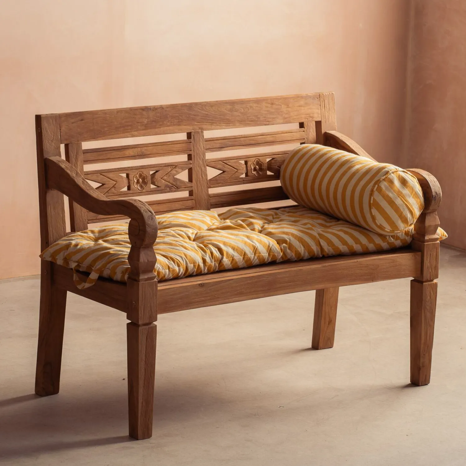 Graham & Green Yellow Candy Stripe Bench Seat Pad