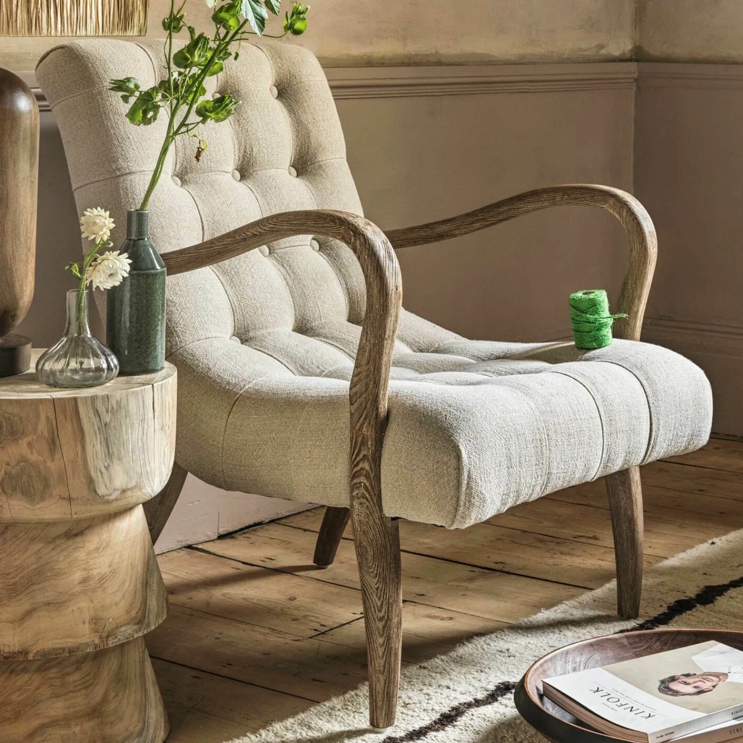 Graham & Green York Natural Linen Armchair